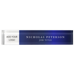 Professionele Executive Metallic Navy Company Logo Naambordje