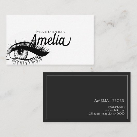 Professionele Eyelash-uitbreidingen en microbladin Visitekaartje (Voorkant / Achterkant)