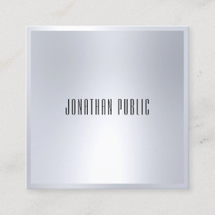 Professionele Faux Silver Elegant Moderne Sjabloon Vierkante Visitekaartje