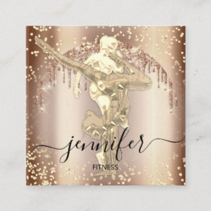 Professionele fitnessness Dance Roos Gold School Vierkante Visitekaartje