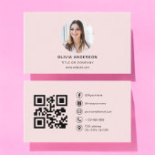 Professionele Foto Blush Roze QR Code Social Media Visitekaartje