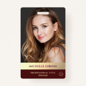 Professionele foto Monogram Bourgogne Goud Modern Badge (Voorkant)