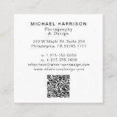Professionele foto-QR-code Vierkante Visitekaartje (Achterkant)