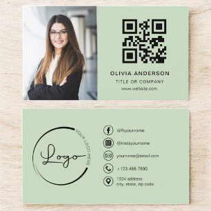 Professionele Foto Sage Groene QR Code Sociale Med Visitekaartje
