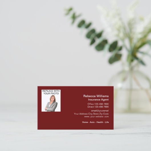 Professionele foto sjabloon verzekeringsagent visitekaartje (Staand voorkant)