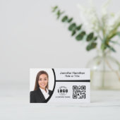 Professionele foto van zwart-wit Logo QR-code Visitekaartje (Staand voorkant)