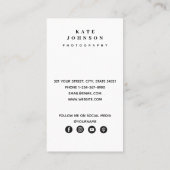 Professionele fotograaf QR-code Sociale media Visitekaartje (Achterkant)