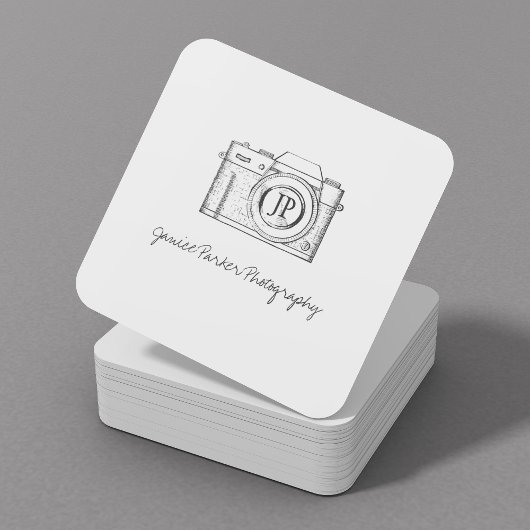 Professionele fotografie fotograaf camera vierkante visitekaartje