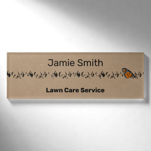 Professionele gazonservice Khaki & Zwart Naambadge