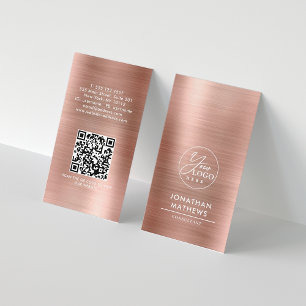 Professionele geborsteld metalen Roos Gold Logo QR Visitekaartje