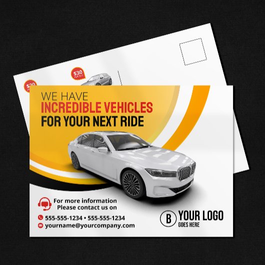 Professionele Gele Autoverhuur Auto Huren Auto Briefkaart