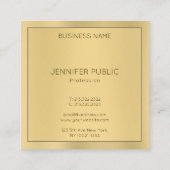Professionele Glamour Gold Look Modern Elegant Vierkante Visitekaartje (Achterkant)