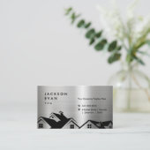 Professionele glanzende zilveren dakconstructie visitekaartje (Staand voorkant)