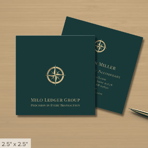 Professionele Gold Compass Logo Vierkante Visitekaartje