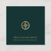 Professionele Gold Compass Logo Vierkante Visitekaartje (Voorkant)