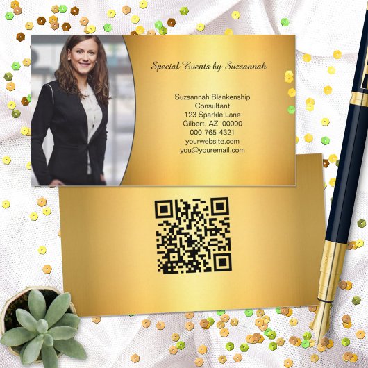 Professionele Gold Flare Custom Photo QR Code Visitekaartje