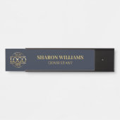 Professionele Gold Navy Blue Custom Business Logo Deurbordje (Voorkant)