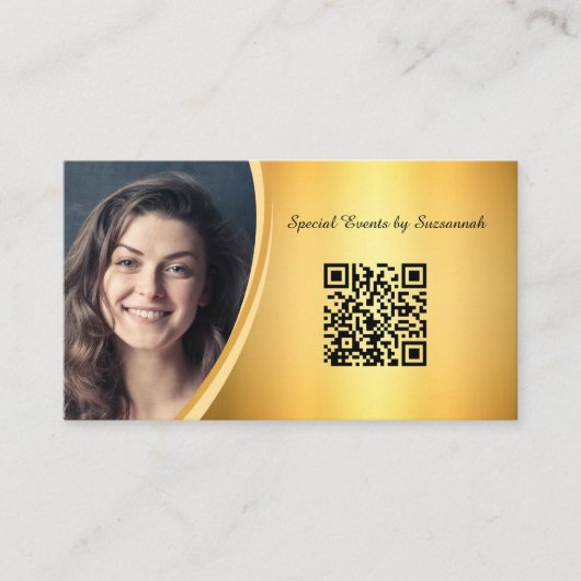 Professionele Goud Aangepast Foto QR-code Visitekaartje (Voorkant)