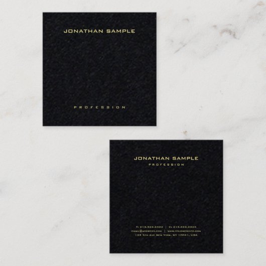 Professionele Gouden Tekst Elegant Slank Premium Z Vierkante Visitekaartje (Voorkant / Achterkant)