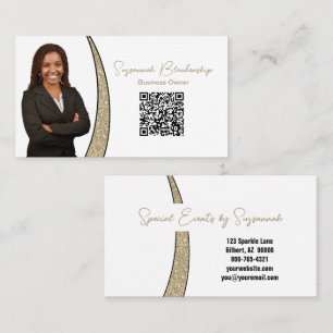 Professionele Gouden Zilveren Nep Glitters Foto QR Visitekaartje
