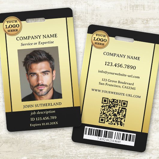 Professionele gouden zwarte foto ID Badge