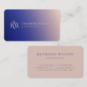 Professionele gradiënt Faux Roos Gold en Navy Blue Visitekaartje (Voorkant / Achterkant)