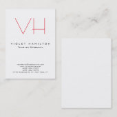 Professionele grafische monogram Rood Matig Visitekaartje (Voorkant / Achterkant)