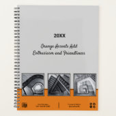 Professionele Grijs, Zwart & Sinaasappel Collage B Planner (Voorkant)