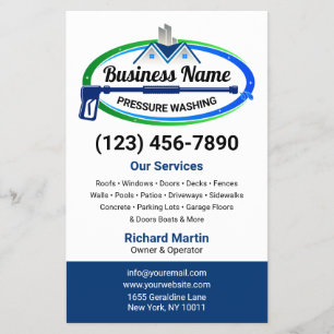 Professionele Groen Blauw Druk Wassen Service Flyer