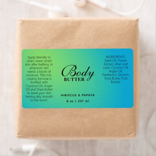 Professionele groene blauw-lichaampotterlabels etiket (Insitu)