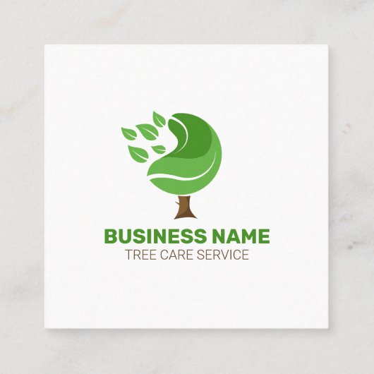 Professionele Groene Bruine Boom Service Lawncare Vierkante Visitekaartje (Achterkant)