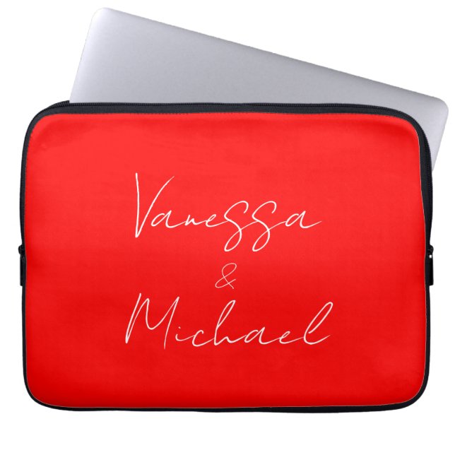 Professionele handschriftnaam aangepaste bruiloft laptop sleeve (Voorkant)