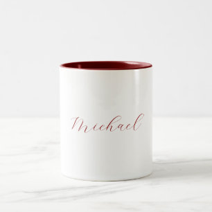 Professionele handschriftnaam minimalistisch moder tweekleurige koffiemok
