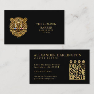 Professionele herenkapper gouden bever QR-code Visitekaartje