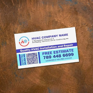 Professionele HVAC-bedrijfslogo & QR-code & Slogan Magnetisch Visitekaartje