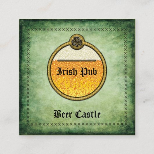 Professionele  Irish Pub bier logo Vierkante Visitekaartje (Voorkant)