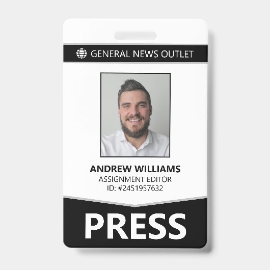 Professionele journalist Press Pass ID Badge (Voorkant)