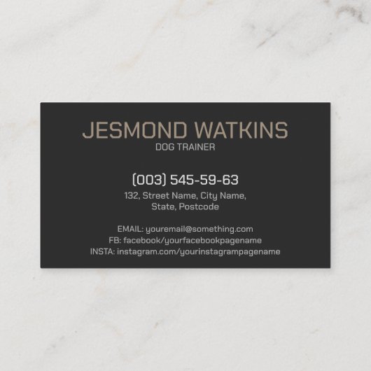 Professionele K9 training Visitekaartje (Achterkant)