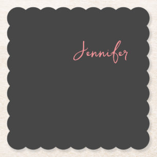 Professionele kalligrafie naam Minimalist Plain Kartonnen Onderzetters