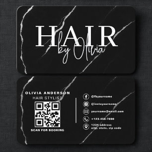 Professionele kapper zilver zwart QR-code Visitekaartje