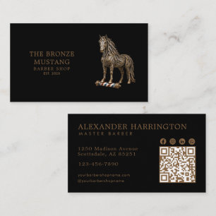 Professionele Kapperzaak Bronzen Mustang Qr Code Visitekaartje