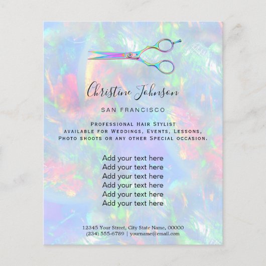 professionele kapster opal design flyer (Voorkant)