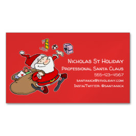 Professionele kerstman Funny Informele Cartoon Magnetisch Visitekaartje