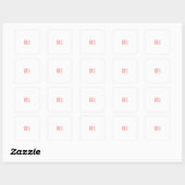 Professionele klassieke handschrijfnaam rood wit vierkante sticker (Vel)