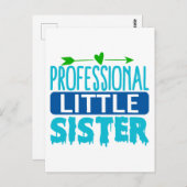 Professionele kleine zuster Blue Paint Drip Briefkaart (Voorkant / Achterkant)