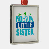 Professionele kleine zuster Blue Paint Drip Metalen Ornament (Rechts)