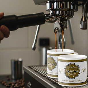 Professionele koffieshop gepersonaliseerd logo espresso kop