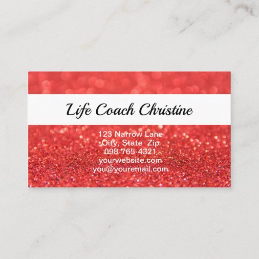 Professionele Koraal Glitter Custom Foto QR Visitekaartje (Achterkant)