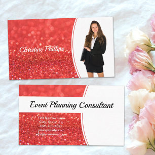 Professionele Koraal Glitter Custom Foto Visitekaartje