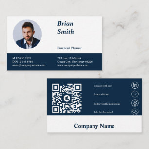 Professionele KR-code Financieel Planner Blauw Visitekaartje